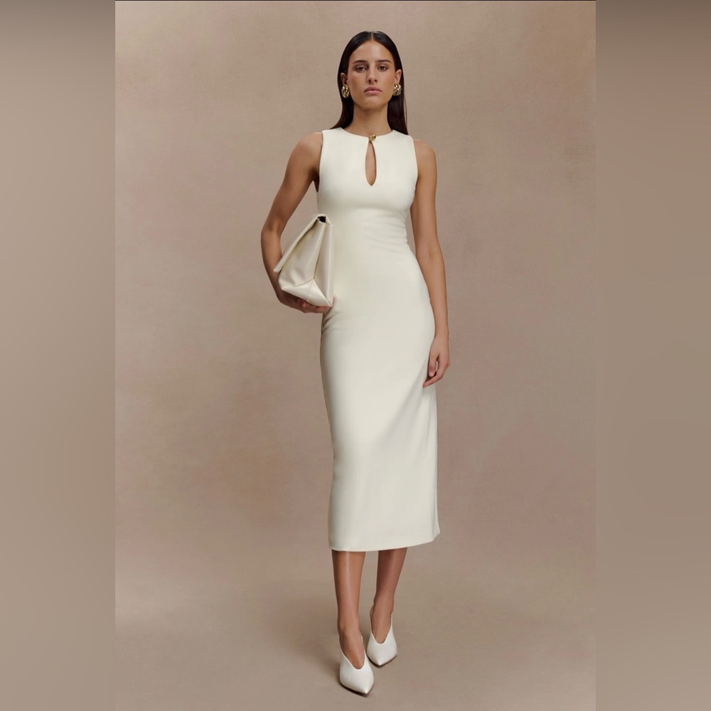Norah Sleeveless Crepe Midi Dress - Ivory